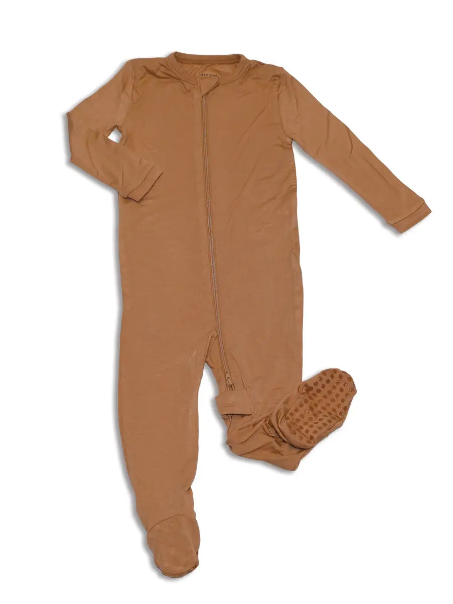 Bamboo Zip Up Footed Sleeper Russet