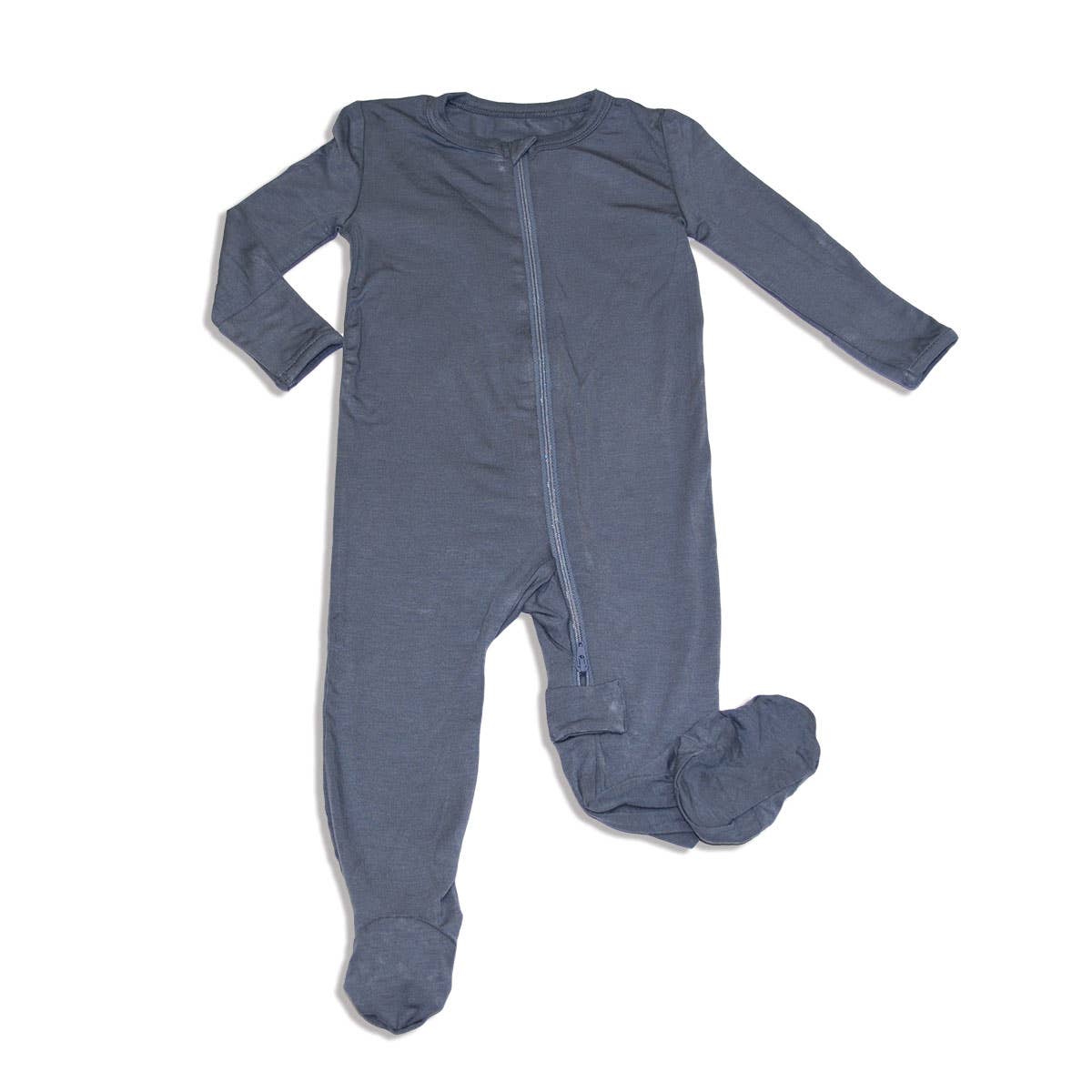 Bamboo Zip-up Footies (Solid Color): Flint